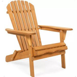Folding Adirondack Chair Outdoor Wooden Accent Lounge Furniture for Yard